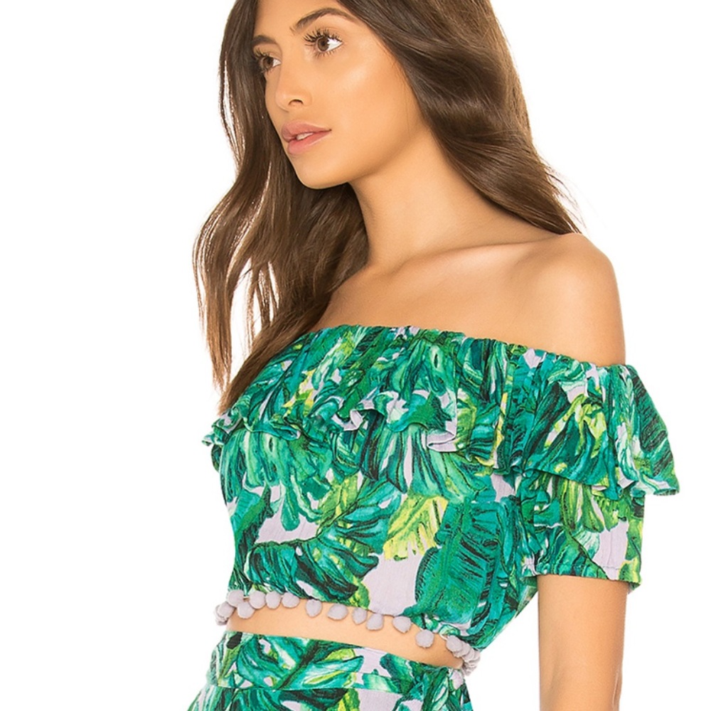 Lovers + Friends lilac palm Alicia crop top - Picture 2 of 8